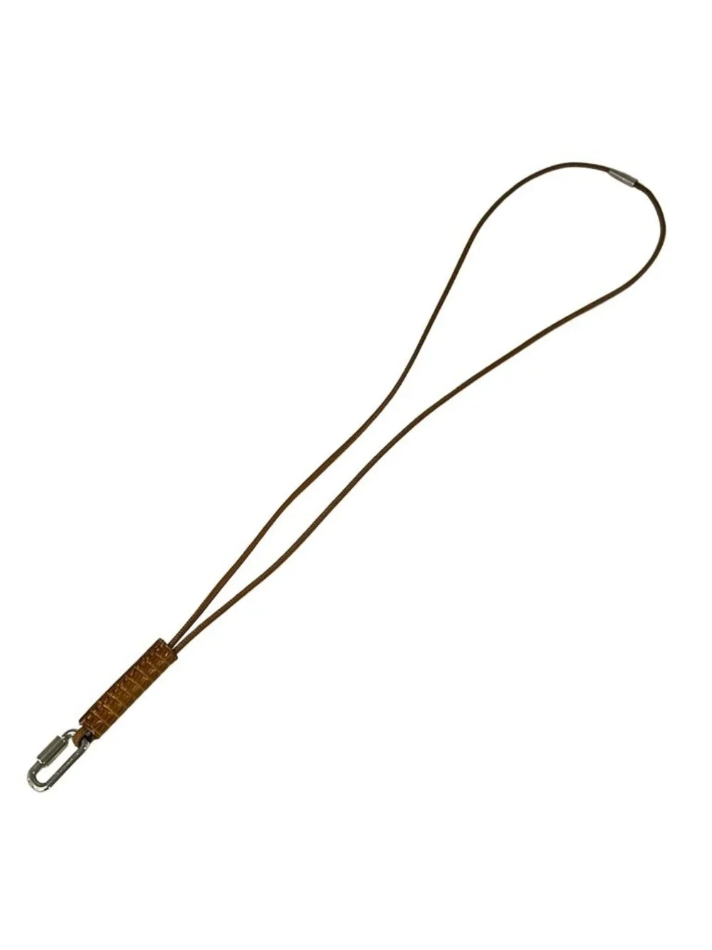 Hermes Necklace Curiosity Leather Brown Silver